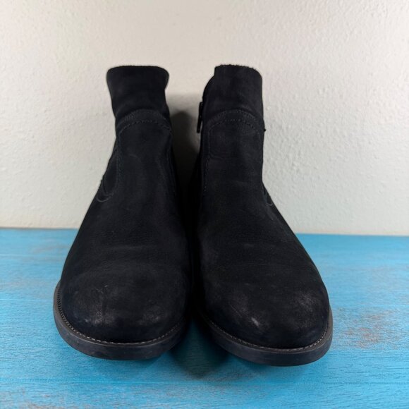 Paul Green Black Suede Heeled Side Zip Booties Sz 6 - US 8.5 - Picture 2 of 9